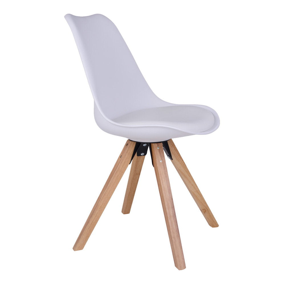 Bergen Dining Chair - Dining Chair, white with natural legs (set of 2)