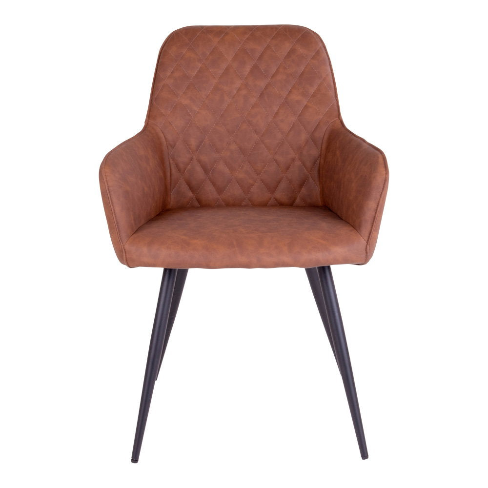 Harbo Dining Chair - Dining Chair in PU, vintage brown with black legs HN1220 (set of 2)