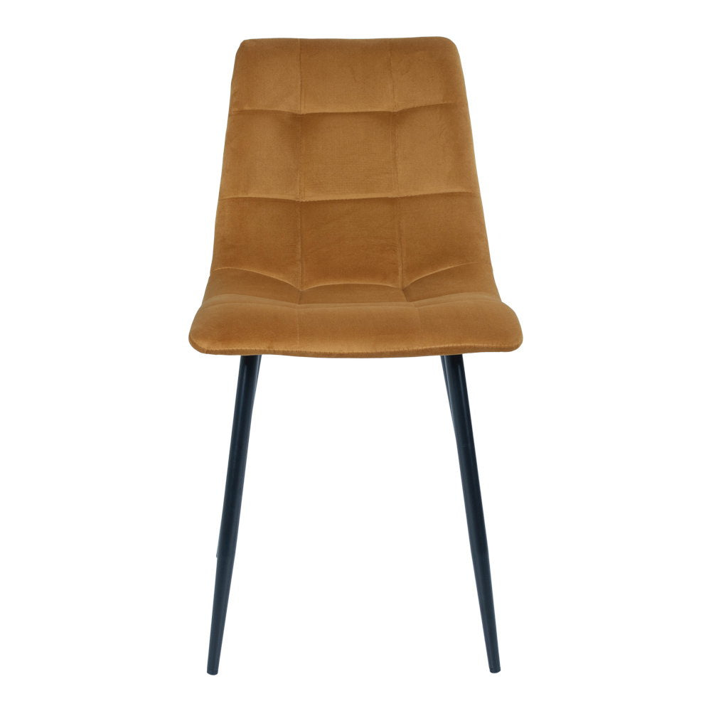 Middelfart Dining Chair - Dining Chair, velvet, mustard yellow, black legs HN1004 (set of 2)