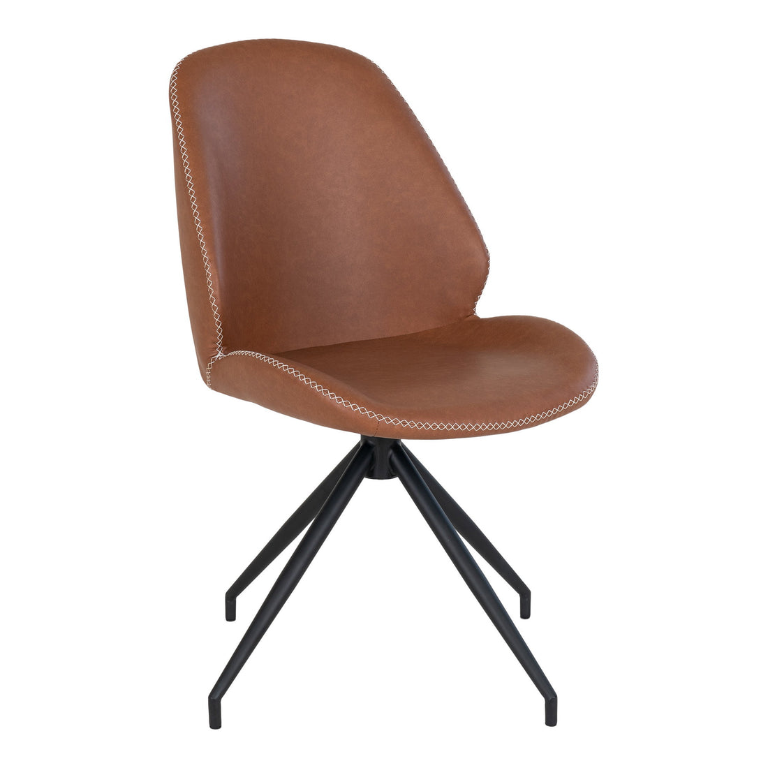 Monte Carlo Dining Chair with Swivel - Dining Chair in PU with Swivel, vintage brown with black legs (set of 2)