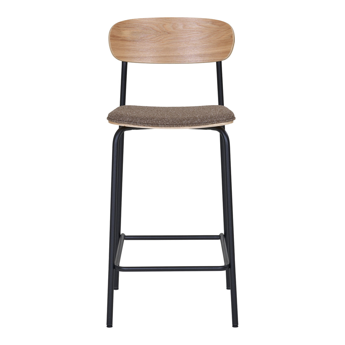 Estepona Counter Chair - Counter chair, backrest in ash wood, brown seat with black legs HN1269 (set of 2)