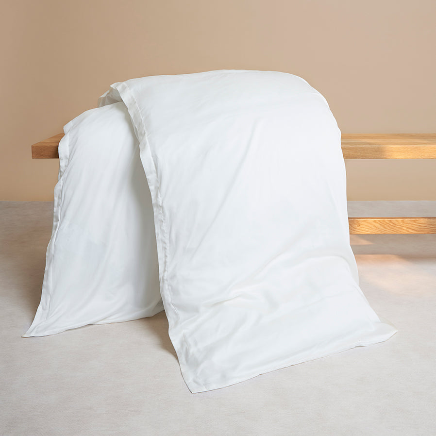 Coco & Cici - Tencel Sateen Dekbedovertrek 100 x 135 cm - 1 Persoons Beddengoed - Kinderbeddengoed - Lyocell - Hypoallergeen & Extra Zacht - Wit