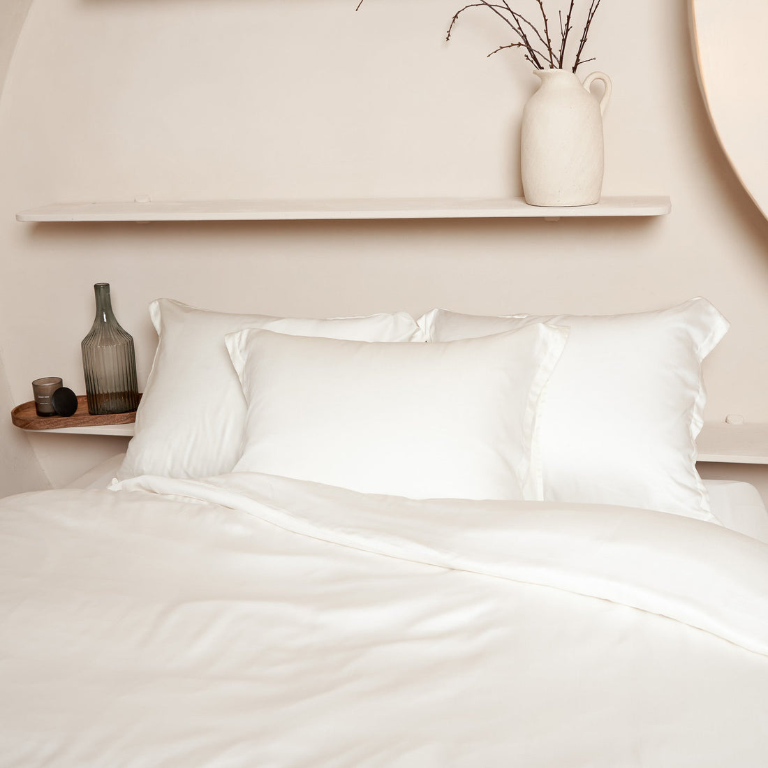 Coco & Cici Sateen Dekbedovertrek Off White | + 2 kussenslopen 60x70