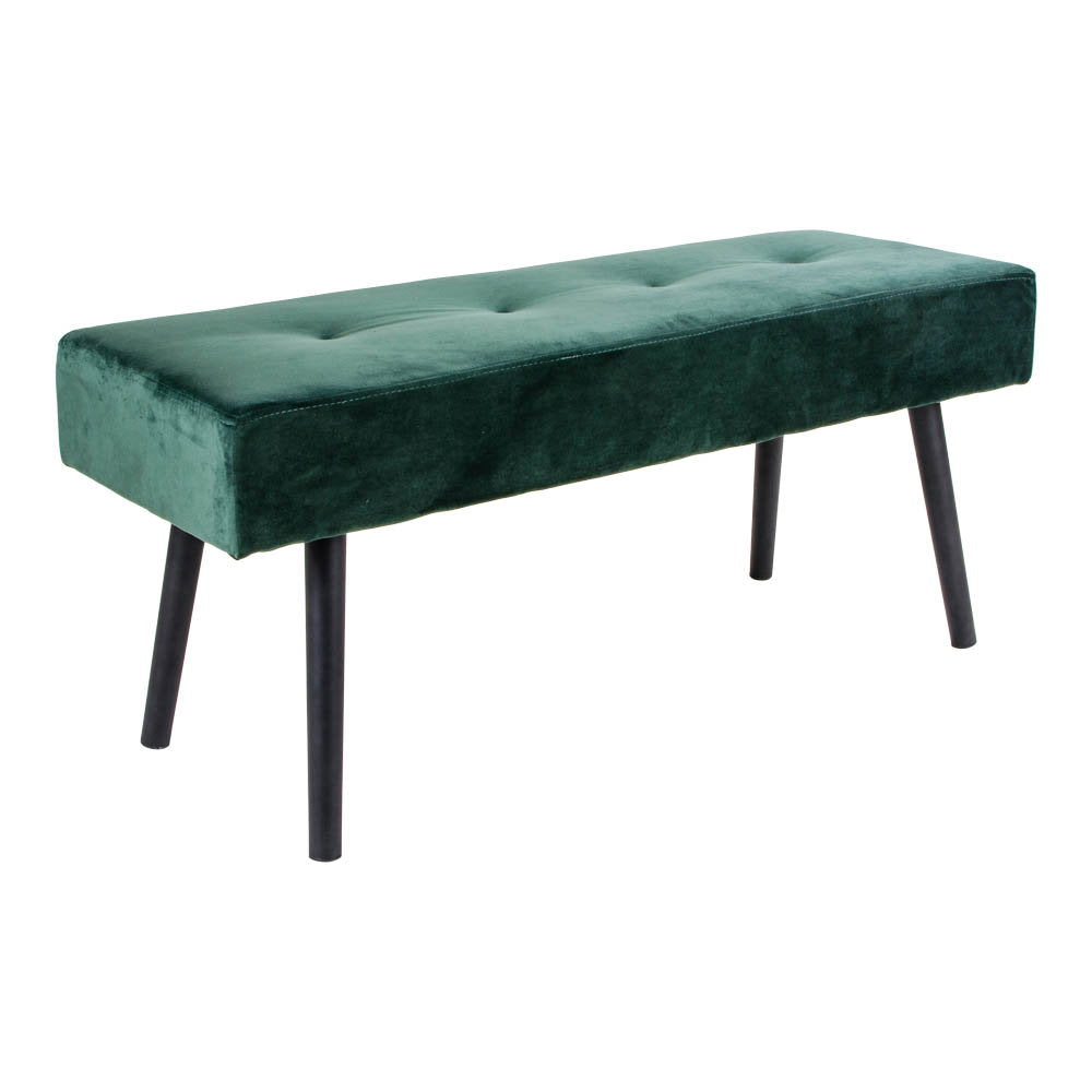 Skiby Bench - Bench, velvet, dark green, black legs 100x35x44 cm, HN1206