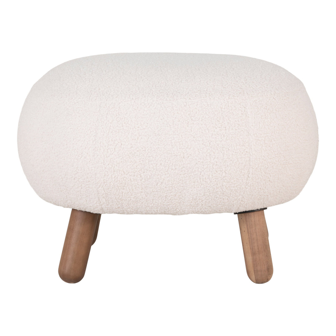 Savona Footrest - Footrest, artificial lambskin, artificial lambskin, white with walnut look legs HN1094