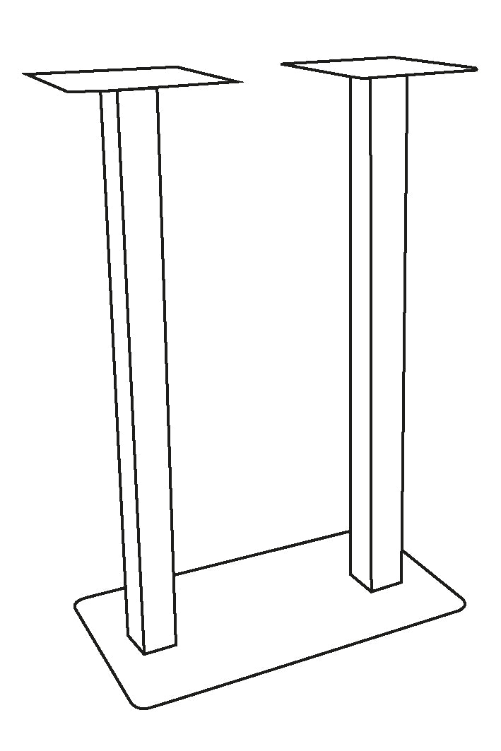 Bartafel Poot Dubbel Rechthoek 70x40x108 cm (120x70 cm)