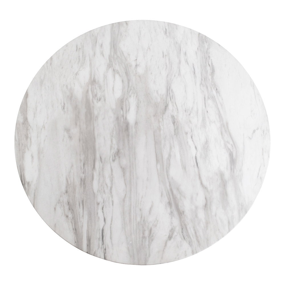 Bolzano Coffee Table - Coffee Table, marble look top, brass look base ø70x45 cm