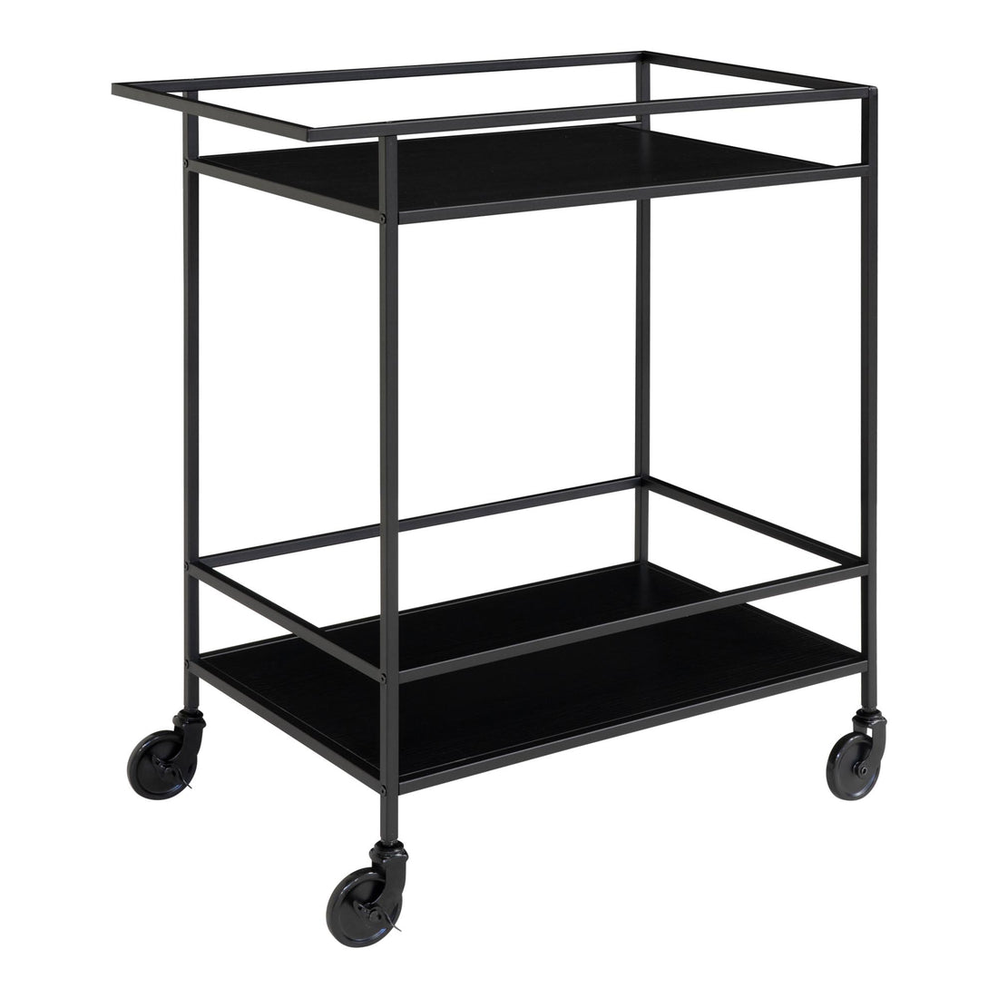 Vita Bar trolley - Bar trolley with 2 shelves, black, black frame 68x40x79 cm