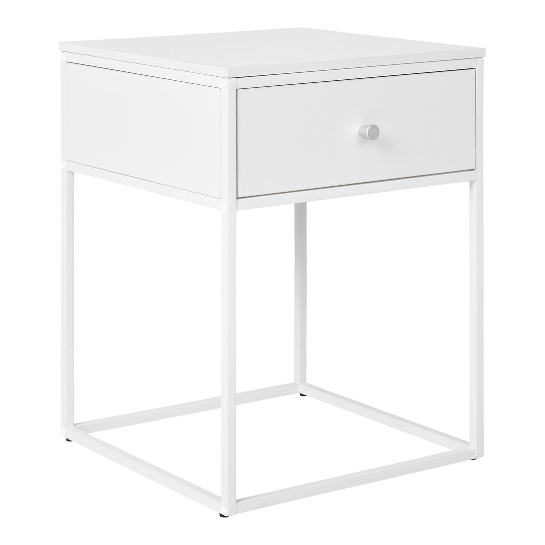 Vita Side Table - Side table, 1 drawer, white, white frame 40x40x55 cm
