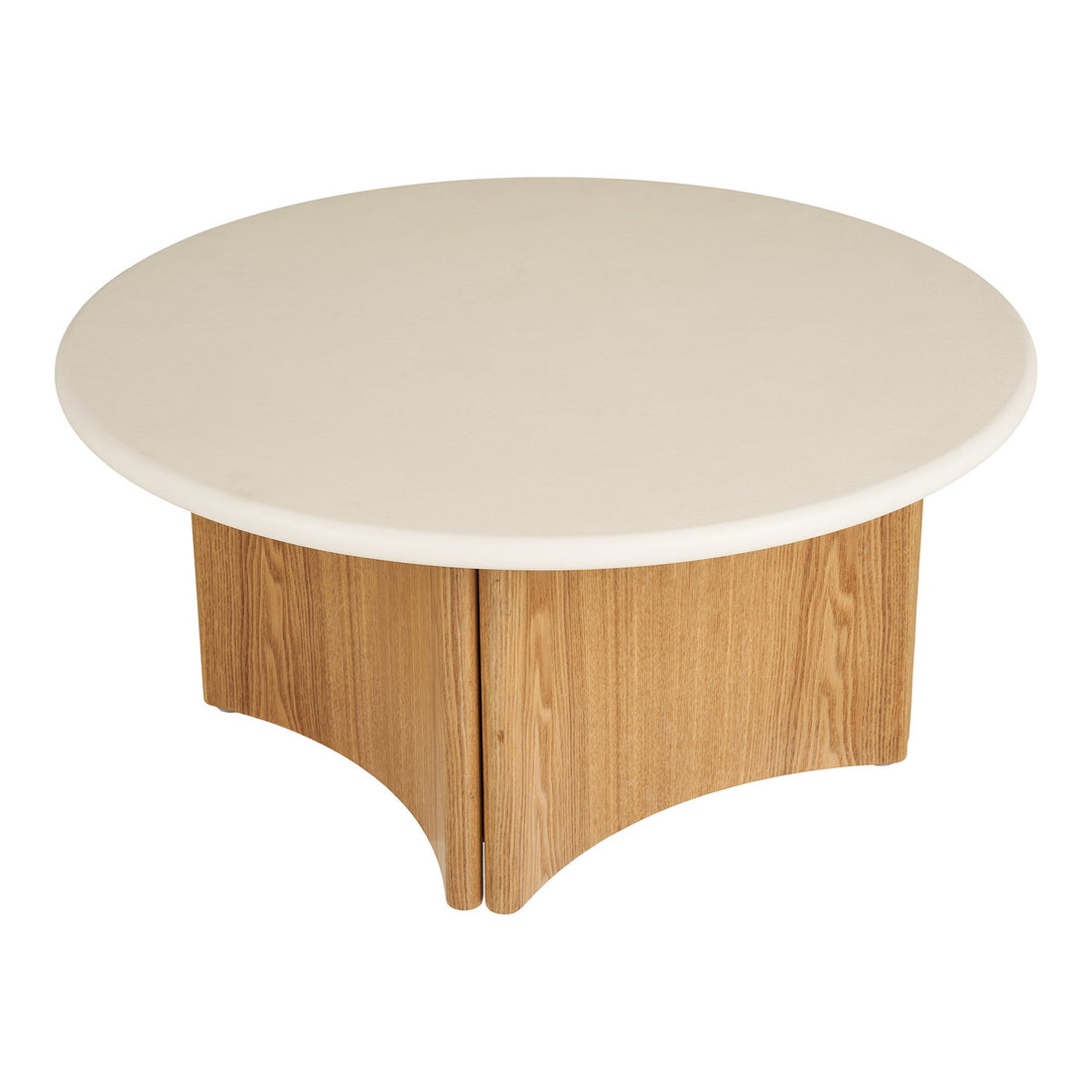 Motril Coffee Table - Coffee table, cement/ash veneer, white/natural ø80x37 cm