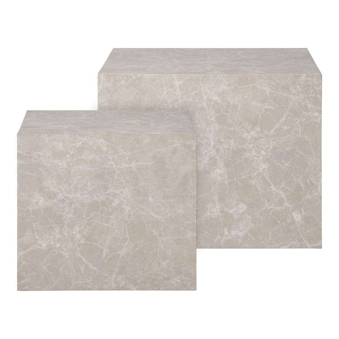 Prague Coffee Table - Coffee Table, marble look, beige set of 2