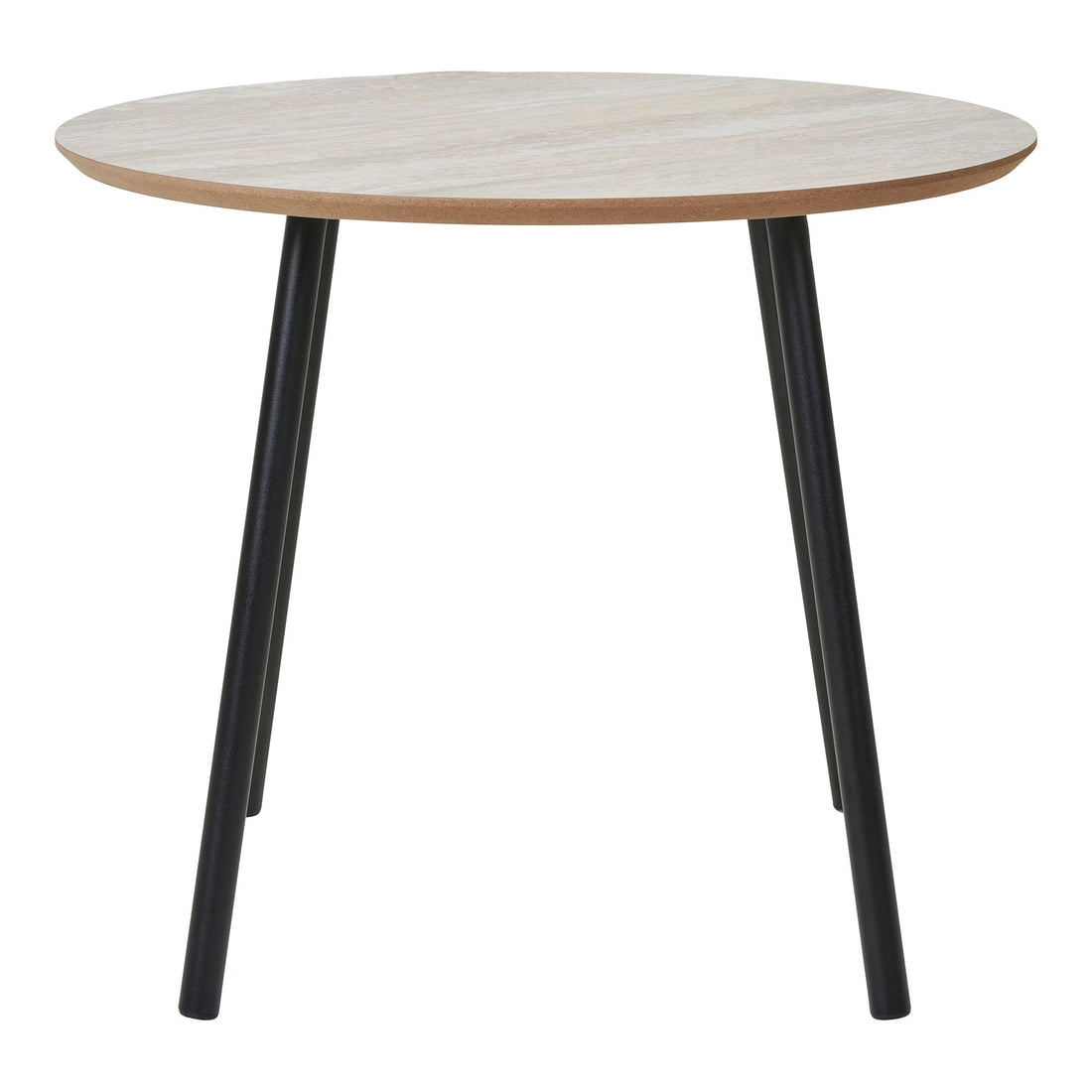 Aalst Coffee Table - Coffee table, travertine look, black legs ø55x45 cm