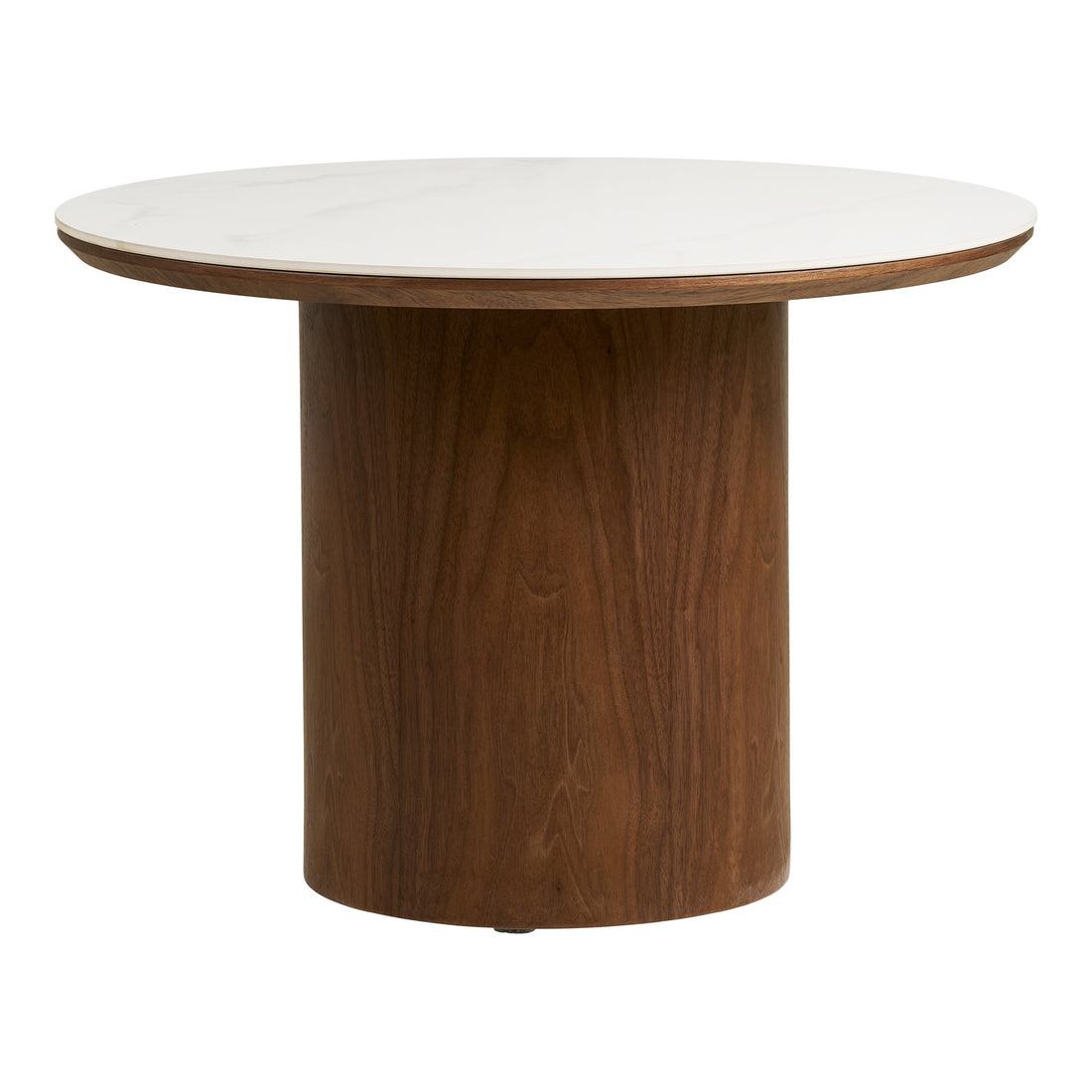 Noli Coffee Table - Coffee table, ceramic table top/ash veneer, white/dark brown ø60x42 cm