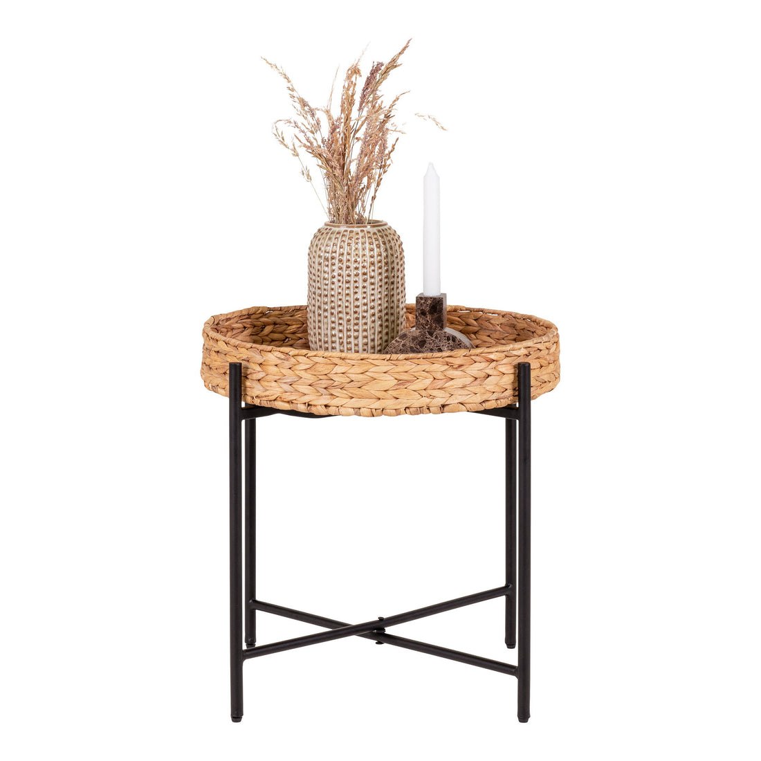 Naro Side table - Side table, metal and waterhyacinth ø50x48,5 cm