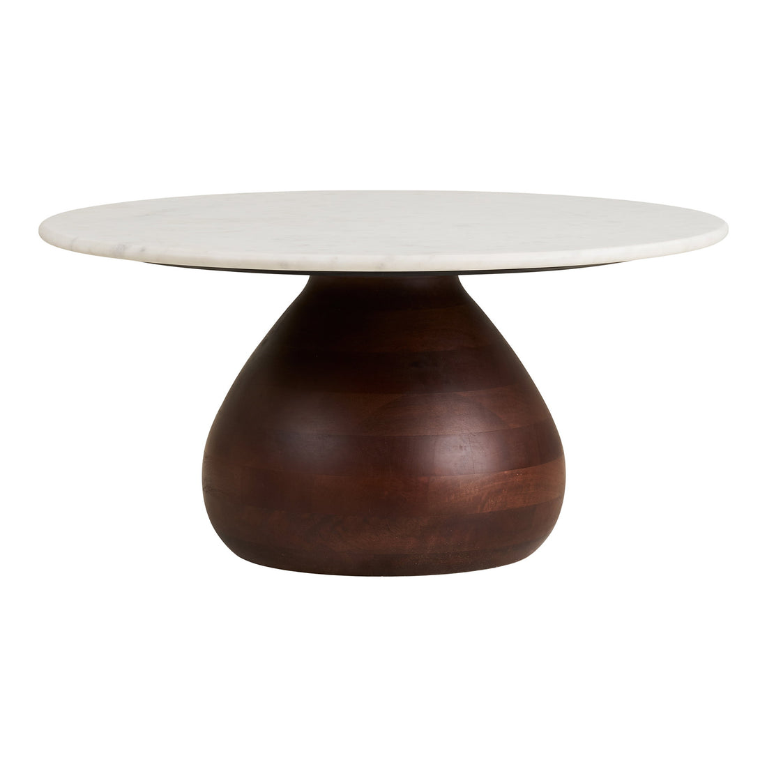Heide Coffee Table - Coffee table, mango wood/marble, dark brown/white ø70x35 cm