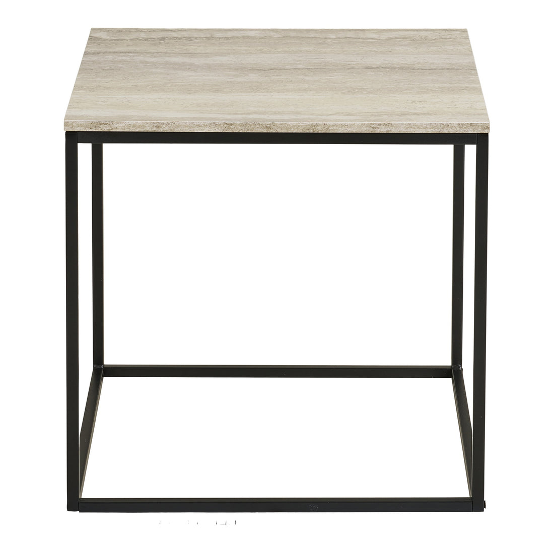 Vita Side Table - Side table, travertin look, black steel 45x45x45 cm