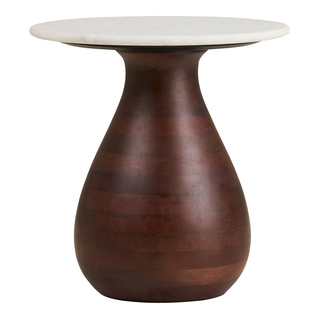 Heide Side Table - Side table, mango wood/marble, dark brown/white ø40x41 cm