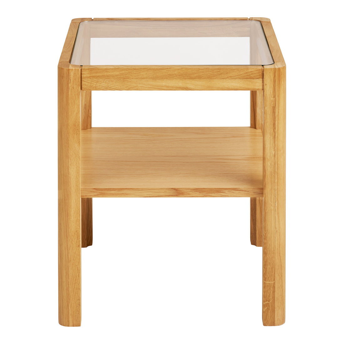 Lourmarin Side Table - Side table, oak/oak veneer/tempered glass, natural 40x40x45 cm