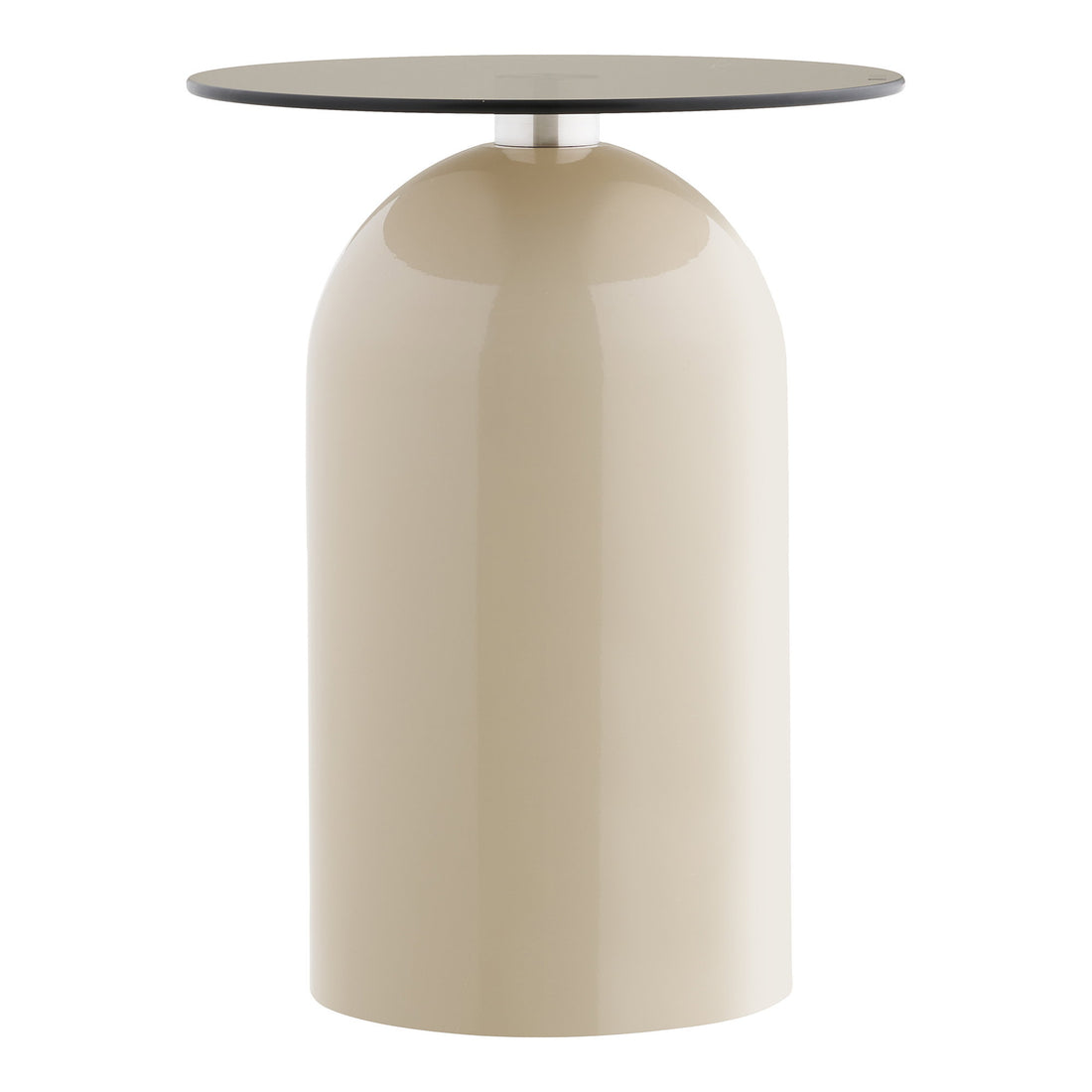 Ravello Side Table - Side table, tempered glass/metal, grey/beige  ø40x52 cm