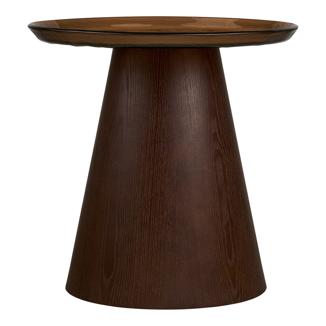 Orvieto Side Table - Side table, ash veneer/glass, brown ø50x48 cm
