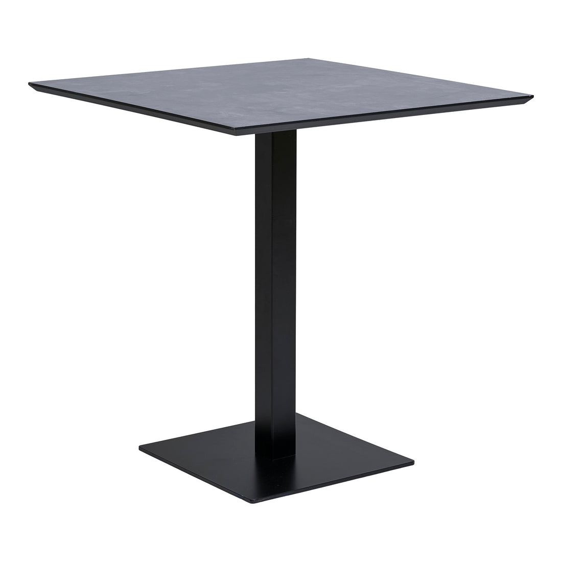 Fano Cafe Table - Cafe table, melamine, dark stone-look, black metal base 70x70x75 cm