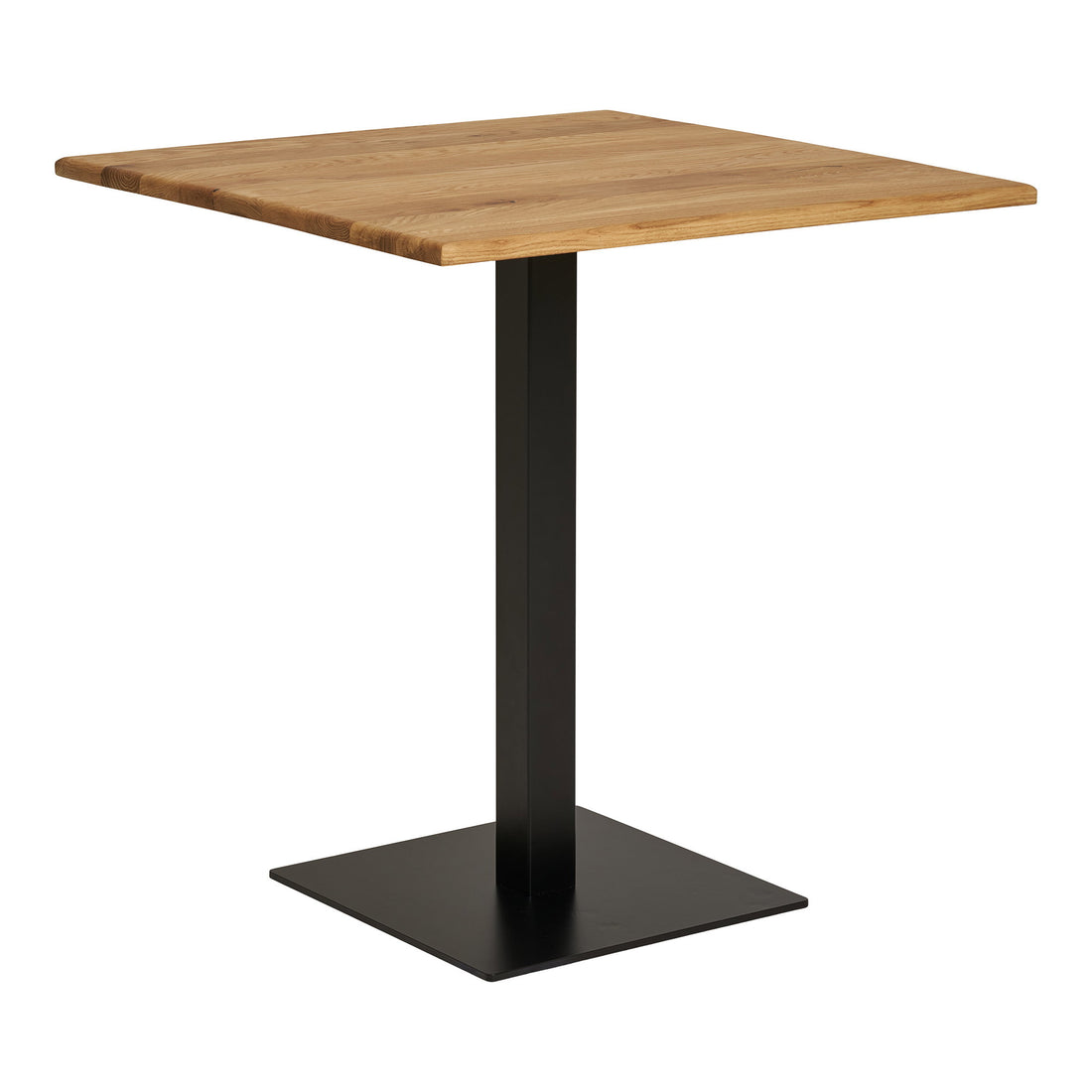 Lignano Cafe Table - Cafe table, oak, black metal base 70x70x75 cm
