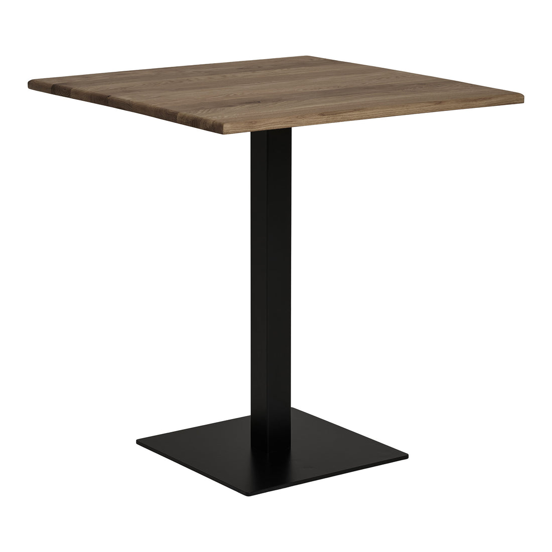 Lignano Cafe Table - Cafe table, smoked oak, black metal base 70x70x75 cm