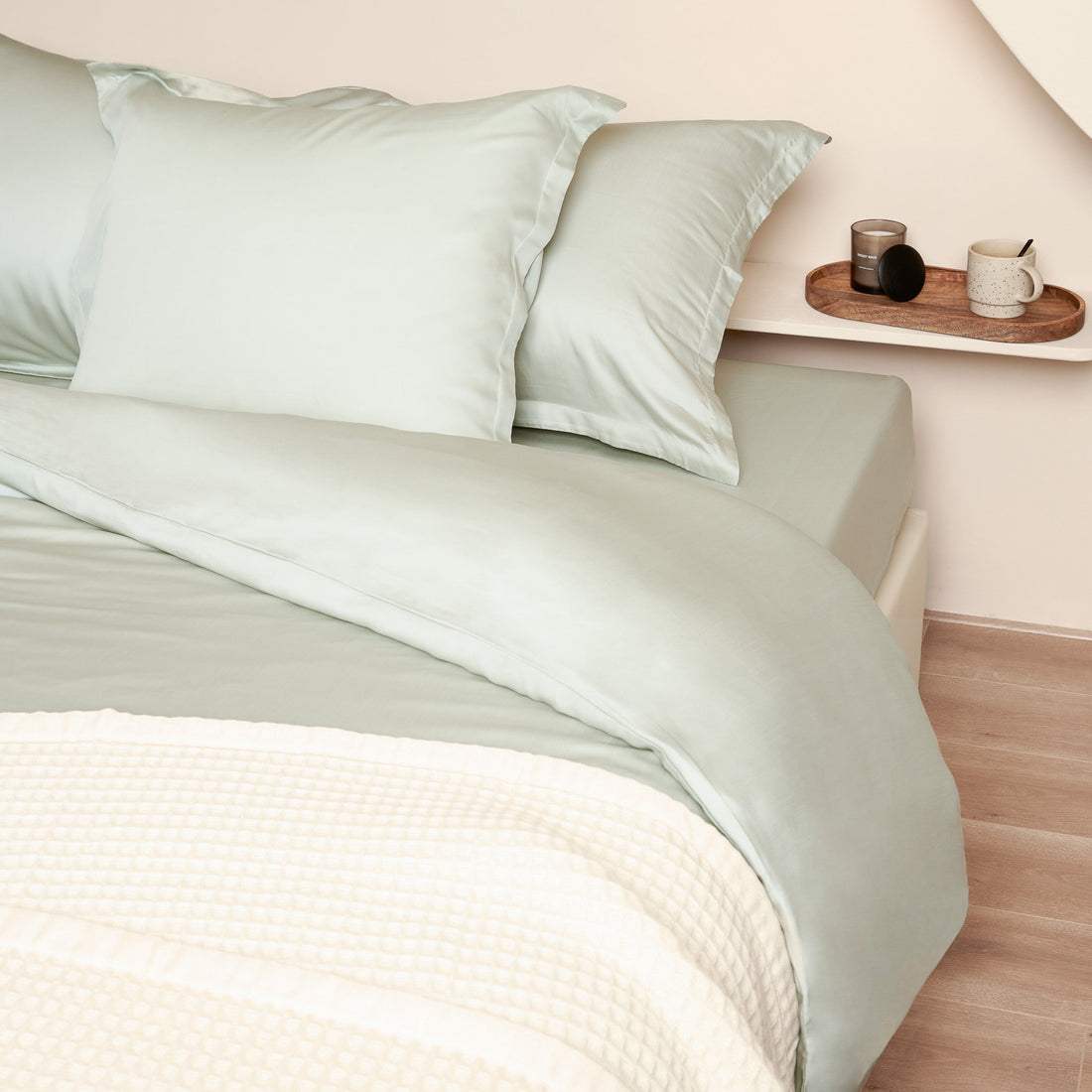 Coco & Cici - TENCEL - Sateen Kussensloop Grijs Groen - 1 kussensloop 40x80