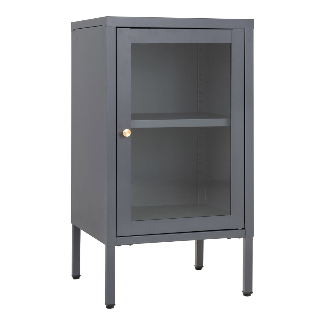 Dalby Cabinet - Cabinet, 1 glass door, steel, grey 38x35x70 cm