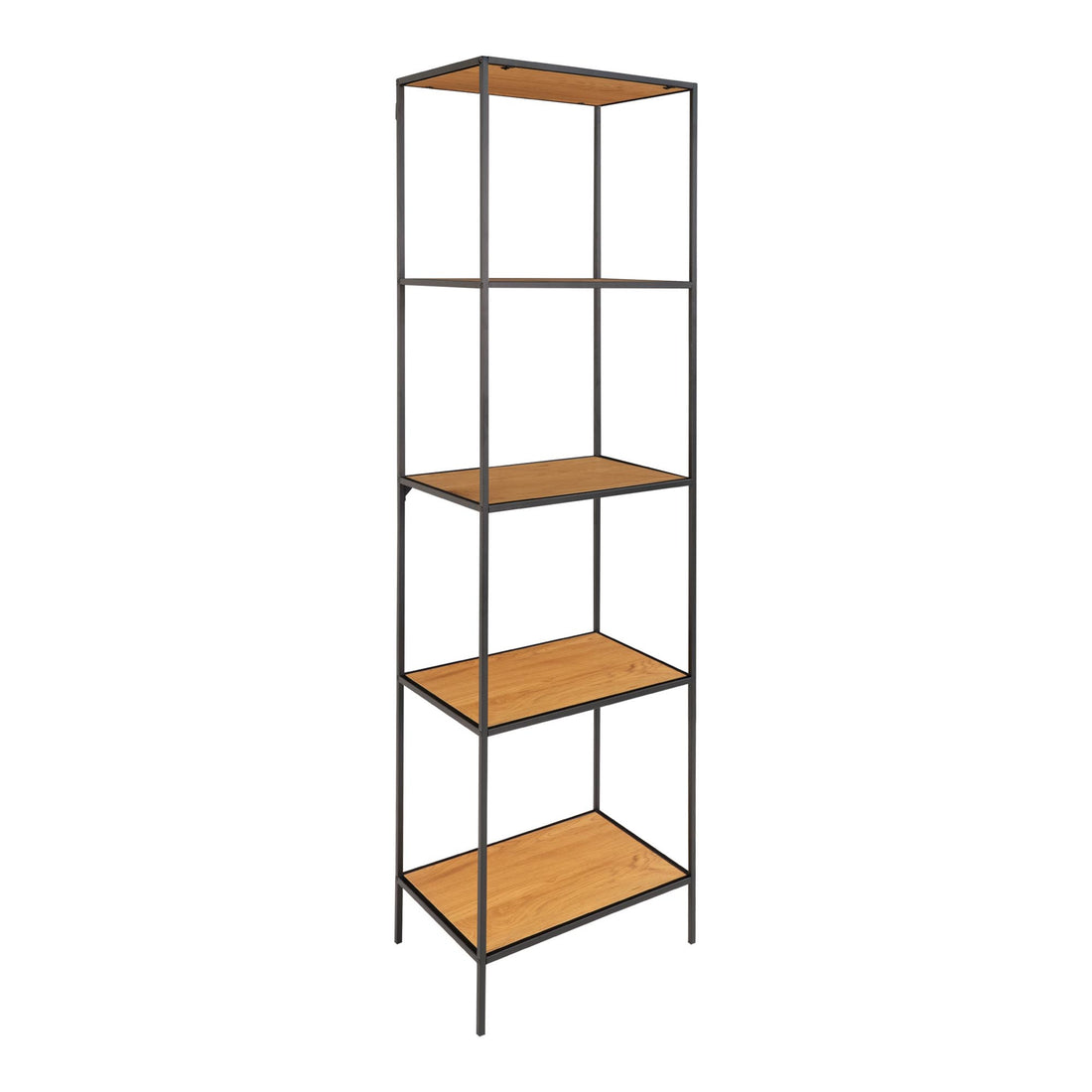 Vita shelf - Shelf, 5 shelves, oak look, black frame 51x36x170 cm