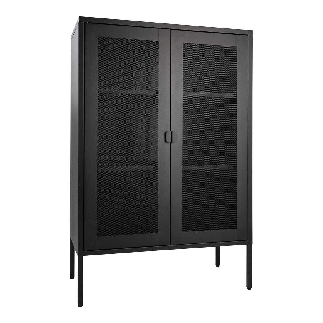 Melbourne Cabinet - Cabinet, 2 mesh doors, steel, black 80x40x120 cm
