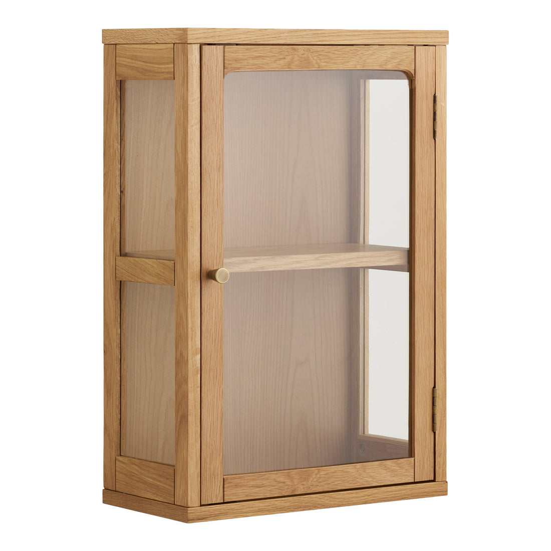 Zamora Wall Hanging Cabinet - Wall hanging cabinet, oak/oak veneer/tempered glass, natural 20x40x60 cm