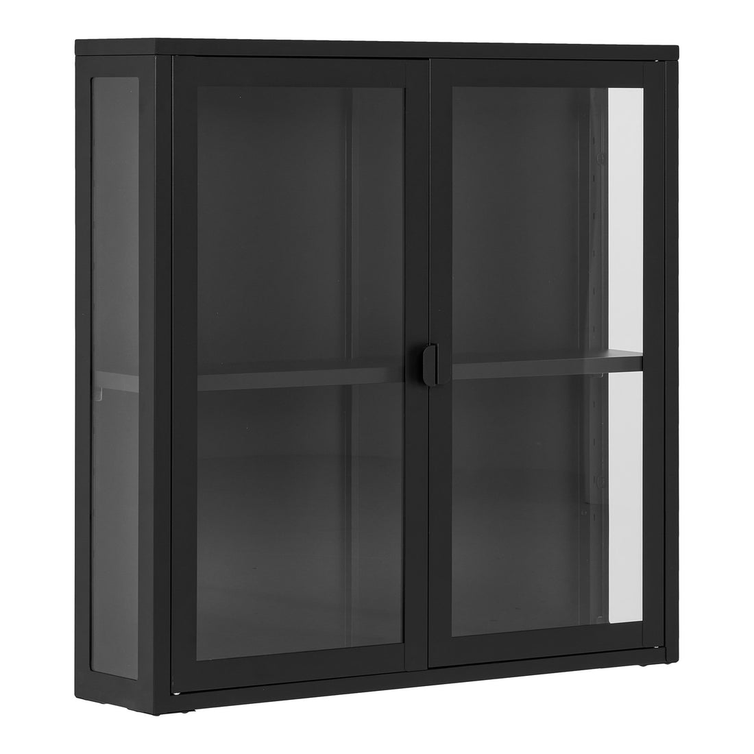 Brisbane Hanging Display Cabinet - Hanging Display Cabinet, 2 glass doors, steel, black 80x18x80 cm
