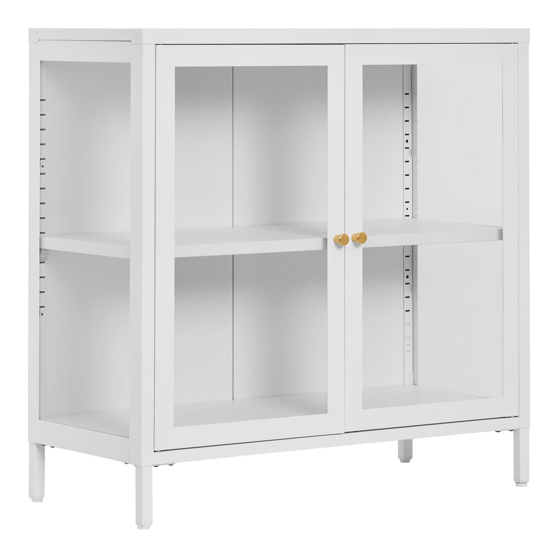 Dalby Cabinet - Cabinet, 2 glass doors, steel, white 80x35x80 cm