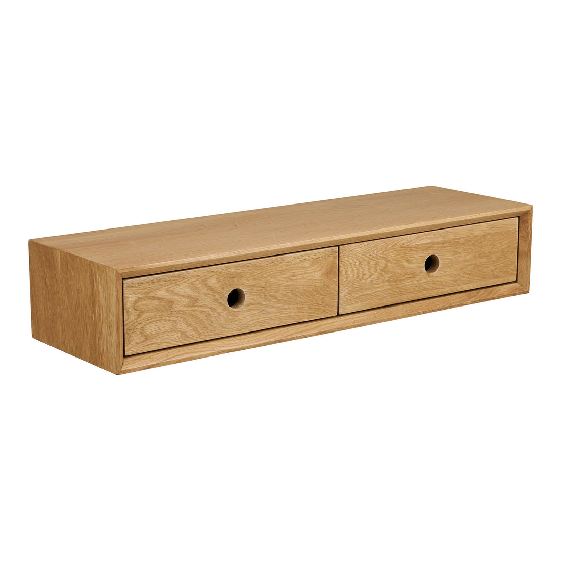 Luzern Wallmounted Chest - Wallmounted chest, 2 drawers, lacquered oak 80x25x15 cm
