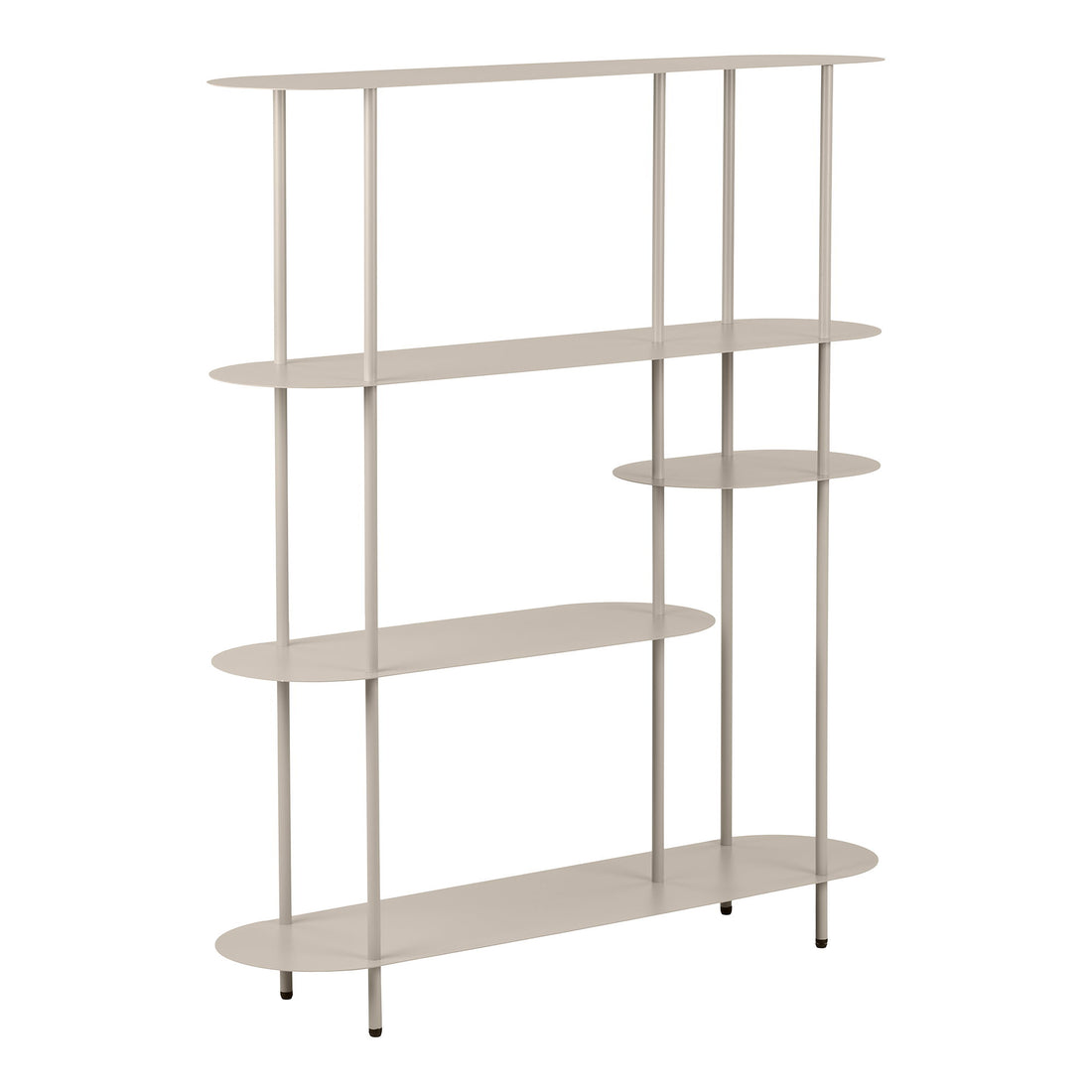 Rieti Shelving Unit - Shelving unit, 5 shelves, asymmetrical, metal, sand 31x118x139 cm
