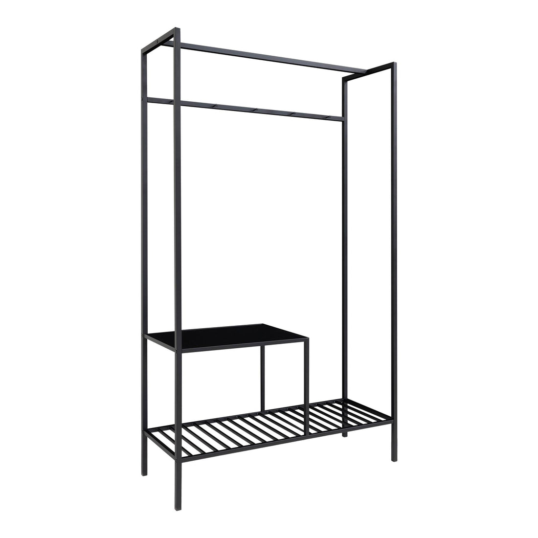 Vita Wardrobe - Wardrobe, 2 shelves, black, black frame 101x38x170 cm