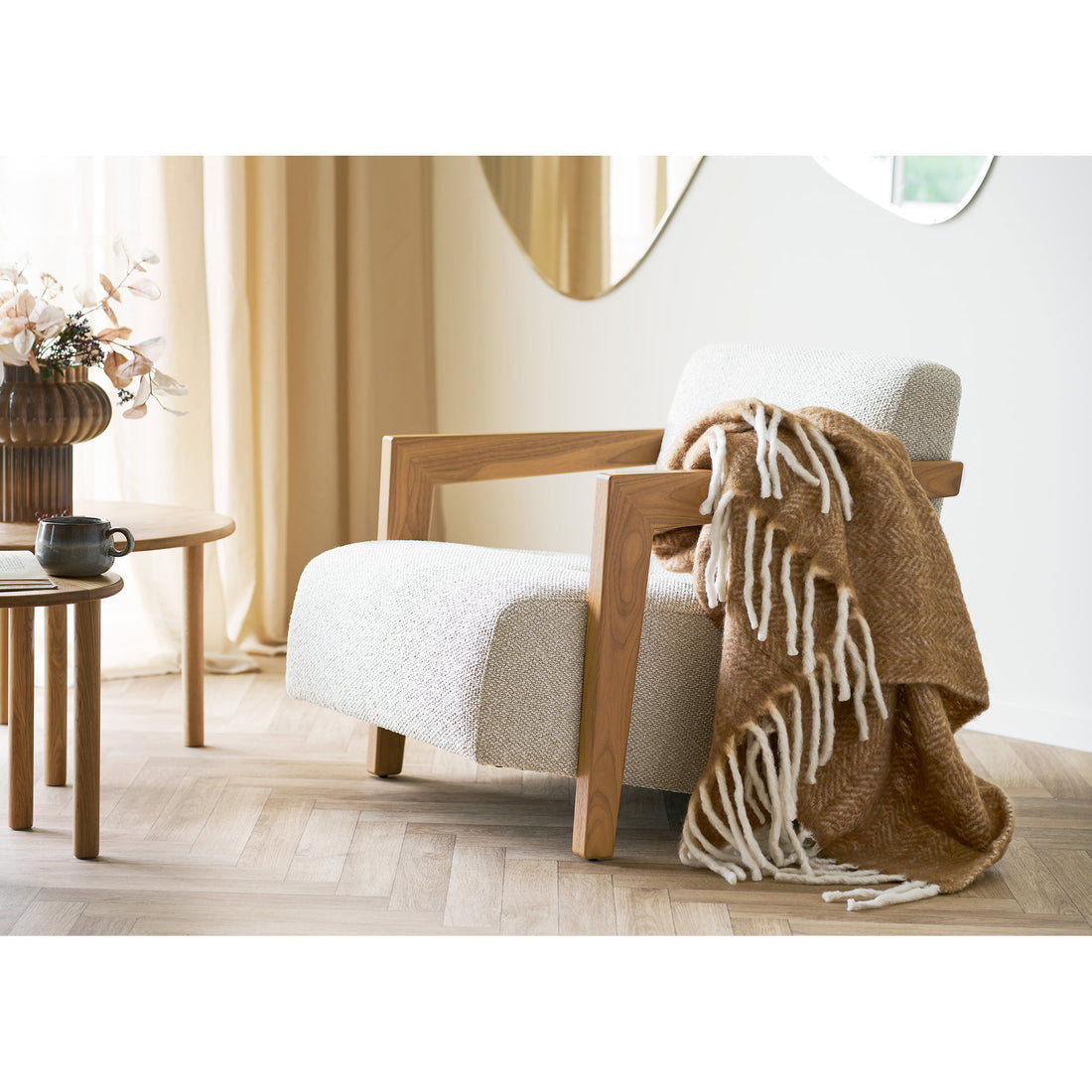 Carmel Plaid - Plaid,  wool mix, tan 130x170 cm