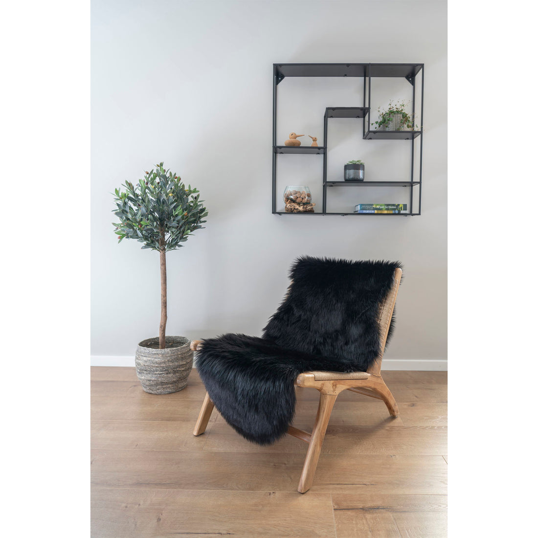 Lambskin Artificial - Lambskin Artificial, black 60x180 cm