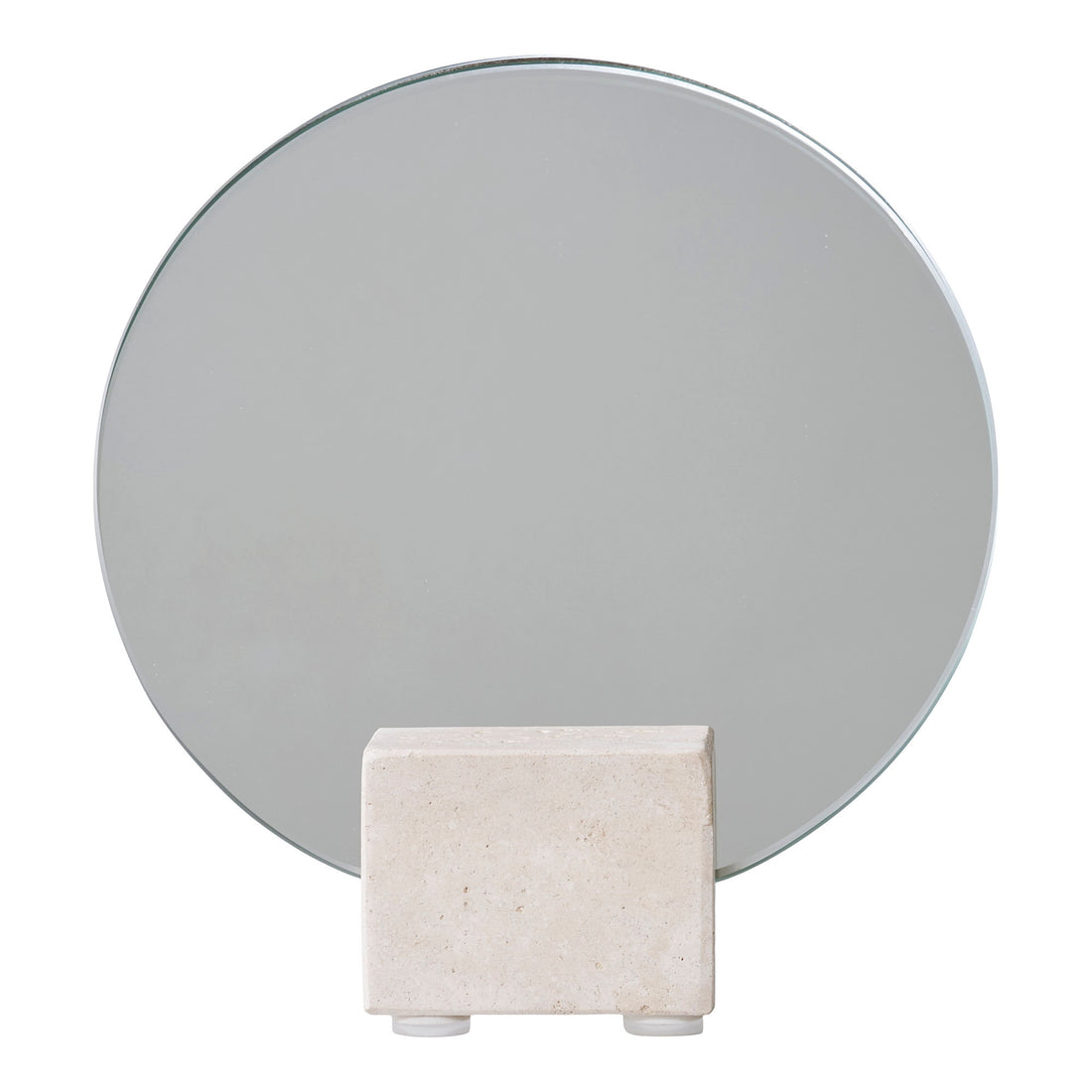 Table Mirror - Table mirror, travertine, natural ø18x18 cm
