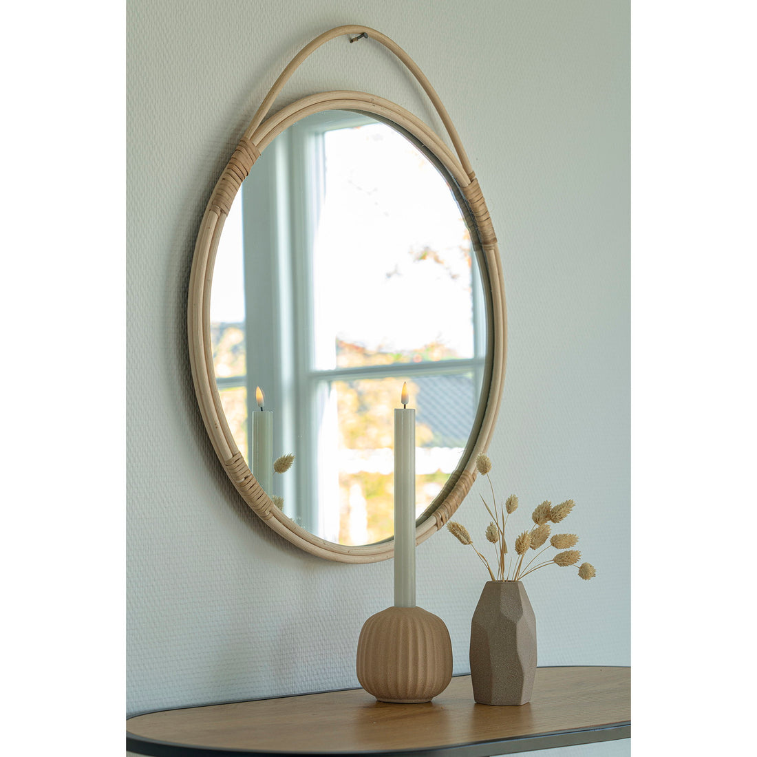 Malo Mirror - Mirror, rattan, nature ø50 cm