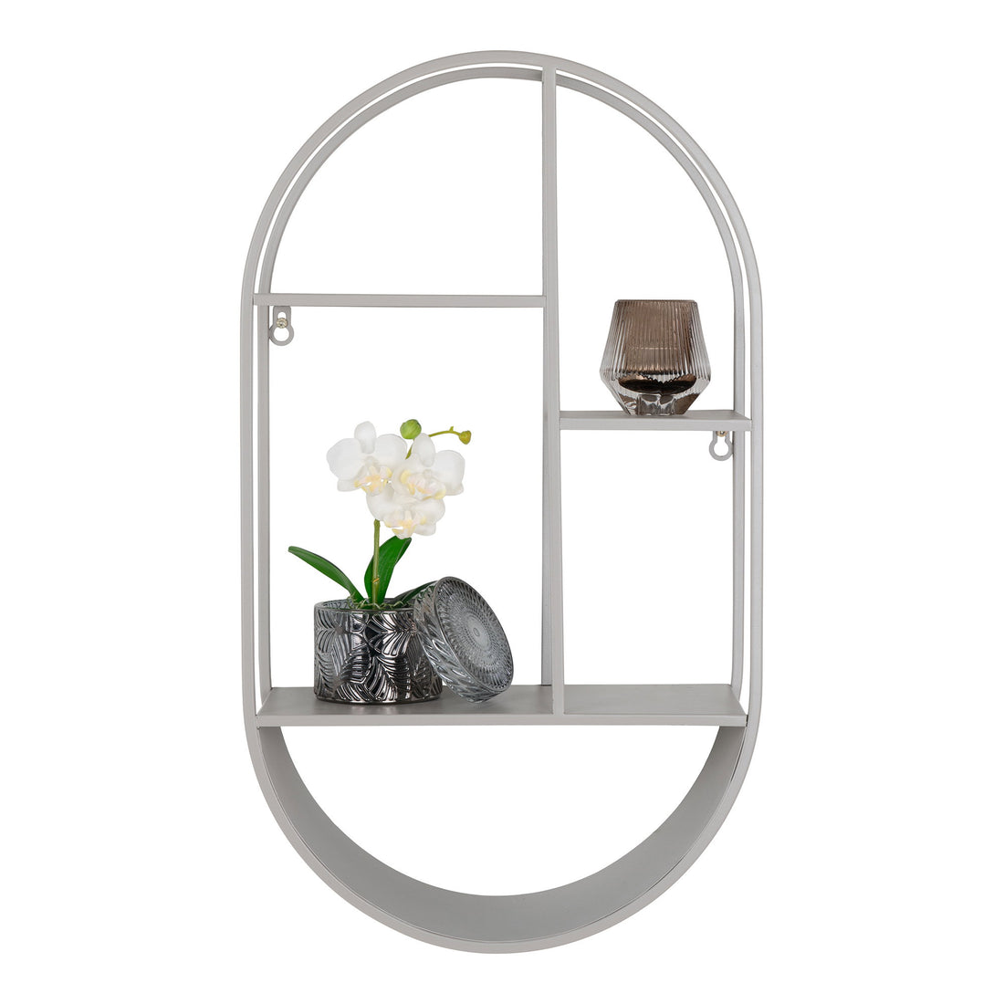 Feira Wall Shelf - Wall Shelf, oval, steel, cool grey 35x15x60 cm