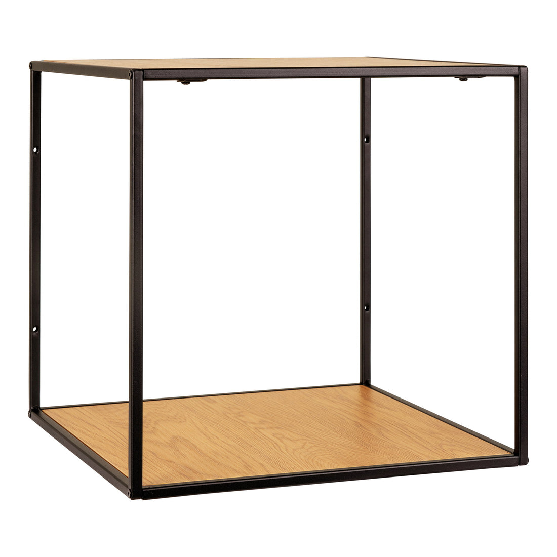 Vita Wallshelf - Wallshelf, oak look, black frame 36x36x36 cm