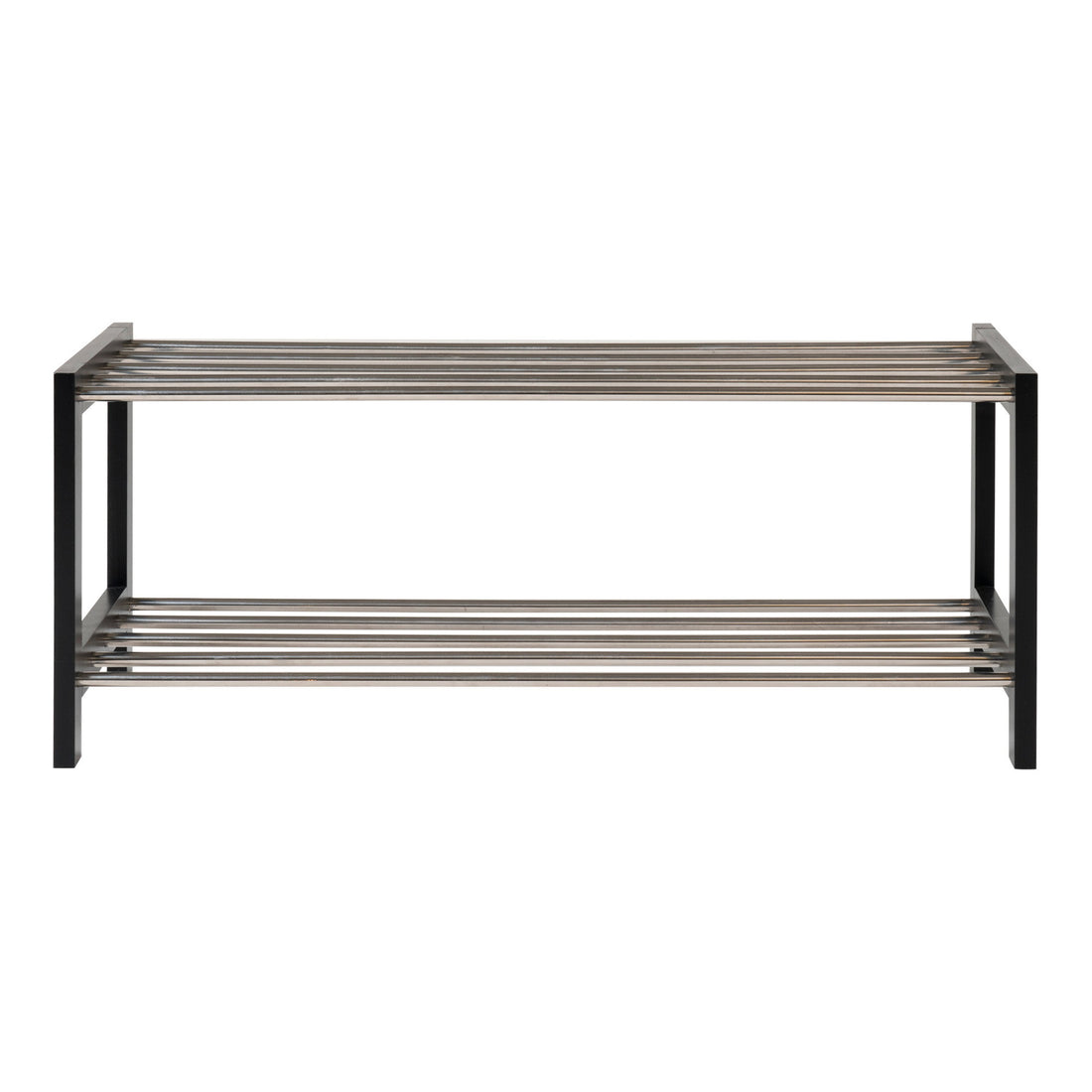 Padova Shoe Rack - Shoe rack, wood/steel, 2 shelves, black 78x34 cm