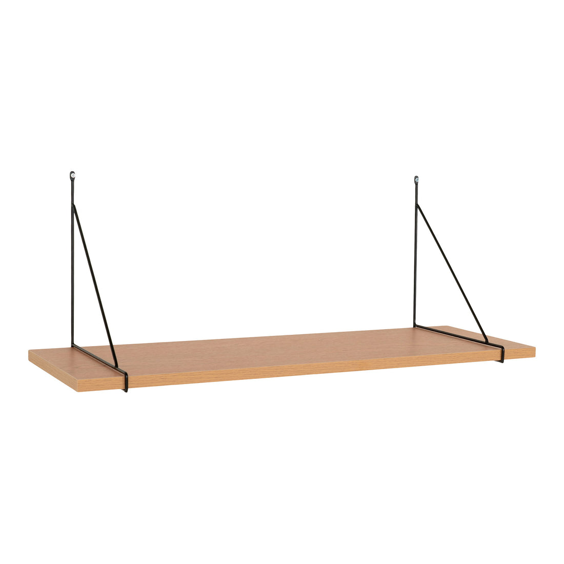 Chiba Wall Shelf - Wall Shelf, ash veneer, black steel frame 80x29 cm