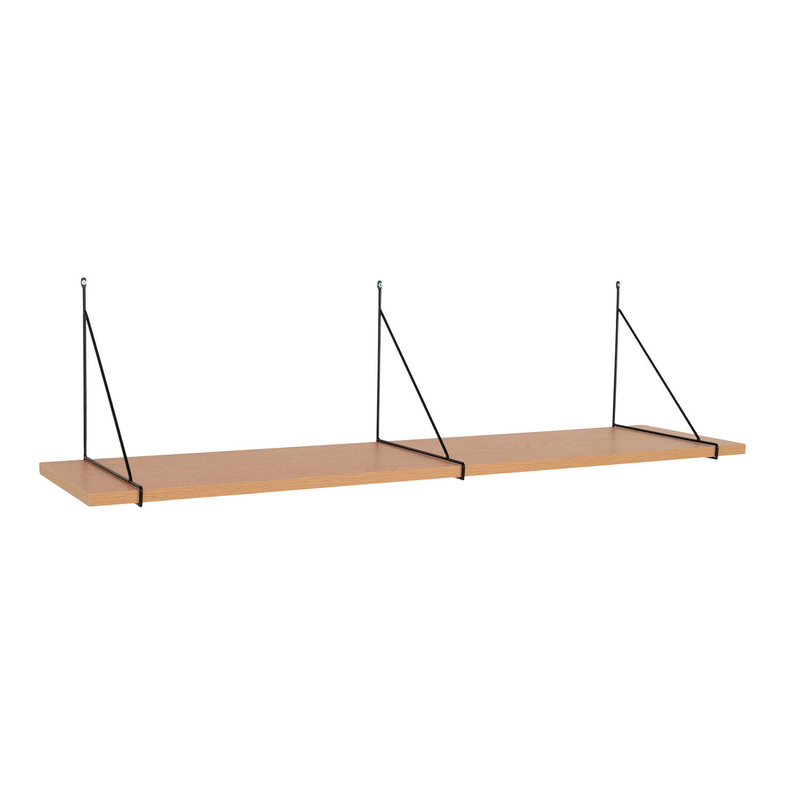 Chiba Wall Shelf - Wall Shelf, ash veneer, black steel frame 120x29 cm