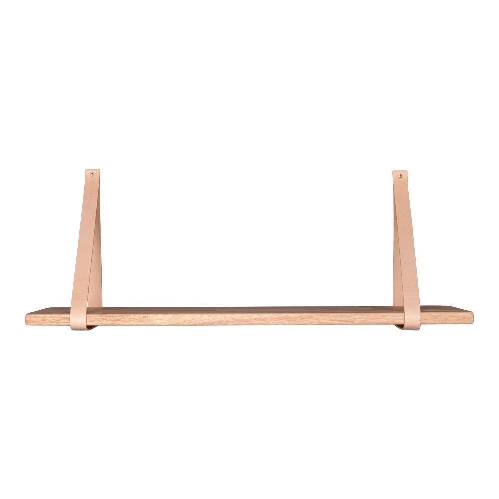 Forno Shelf - Shelf, natural, brown leather straps 120x20 cm
