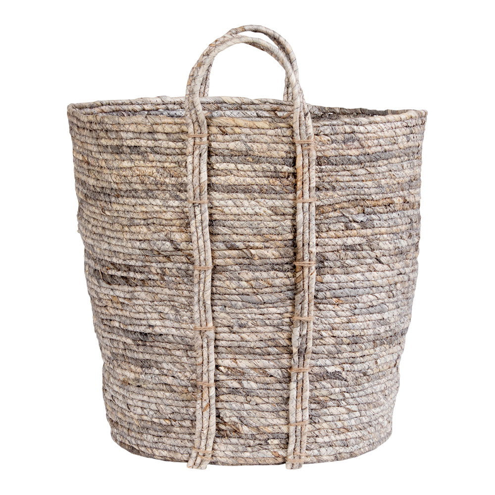 Udine Basket - Basket, maize leaves, grey ø41x49 cm