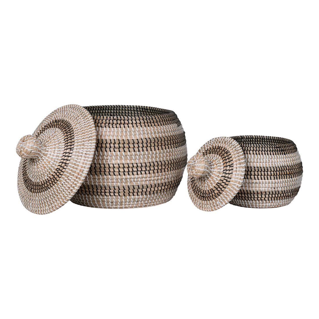 Ipoh Baskets - Baskets, seagrass, nature/white/black set of 2