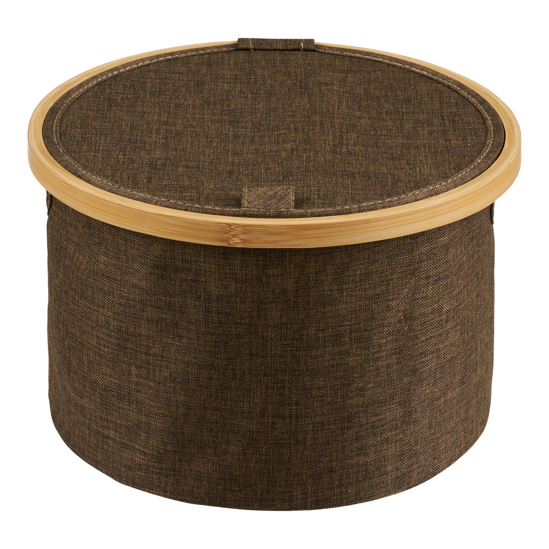 Noto Basket - Basket, round, bamboo/textile, brown, ø30x20 cm